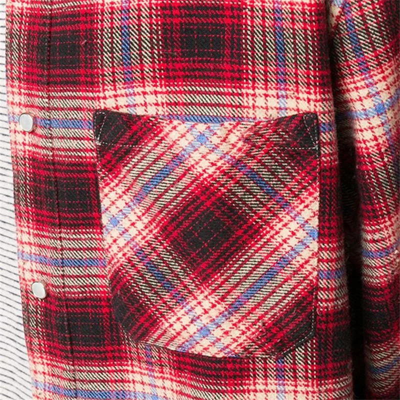 Wholesale Bleach Washed Flannel Shirt Cotton Long Sleeve Casual Men Vintage Plaid Flannel Shirt