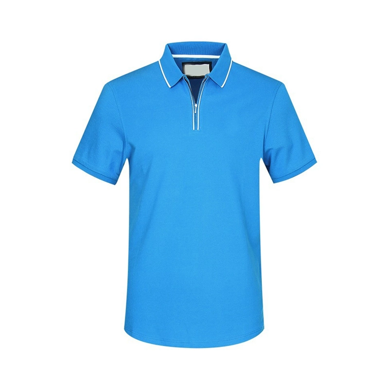 Slim Fit Zipper Collar Casual Youth Custom Solid Color Polo Shirt