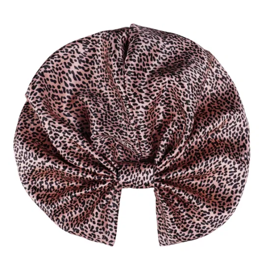 New Arrival Leopard Print Cross Luxury 100% 6A Silk Hair Turban for Woman