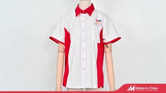 Custom Durable Cotton CVC Shop Staff Dress Shirts with Reflective Safety Belt