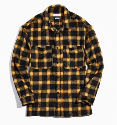 New Simple Design Red Plaids Flannel Long Sleeve Shirt